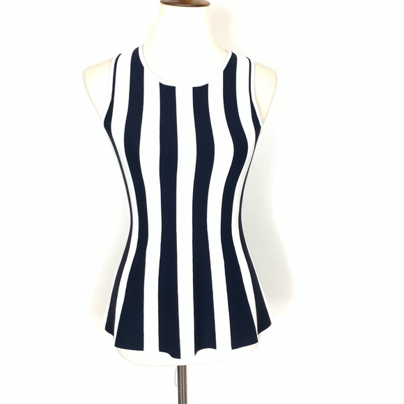 Ann Taylor Tops - Ann Taylor Black and White Striped Knit Peplum Top
